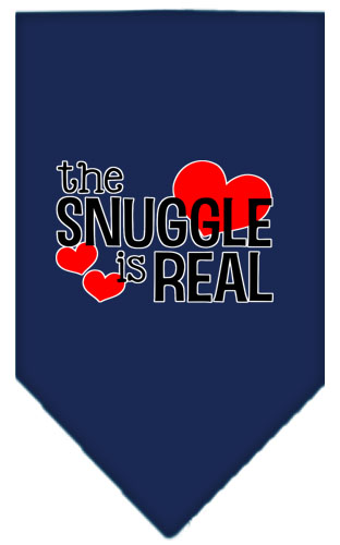 The Snuggle is Real Screen Print Bandana Navy Blue Small